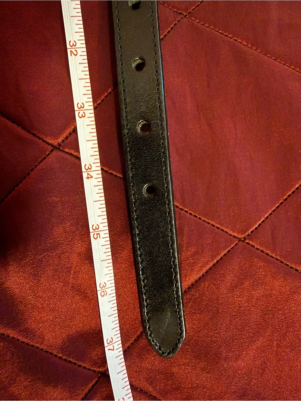 EUC Eddie Bauer Skinny Black 100% Leather Belt with Silver Hardware - Size L